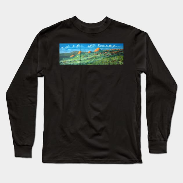 The Pinnacles from Hervey Rang Lookout - Triptych Acrylic on Canvas Long Sleeve T-Shirt by pops